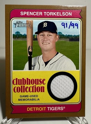 2023 Topps Heritage Spencer Torkelson Clubhouse Collection Jersey Gold #/99 - Image 1 of 2