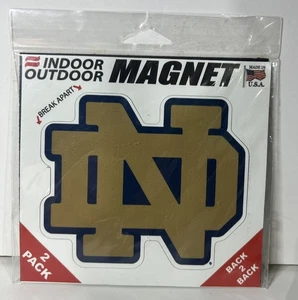 PACK DE 2 IMANES DE VINILO TROQUELADOS NOTRE DAME FIGHTING IRISH 4"X5" *SELLADOS* - Imagen 1 de 2