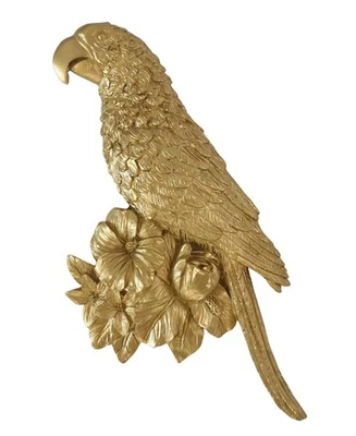 Wand Deko Figur Dekoobjekt Wanddekoration Wanddeko Wandfigur - Papagei gold Ara - Bild 1 von 2