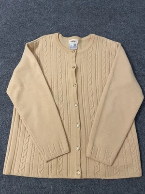 Cárdigan de Colección Talbots 100% Lana Camel Tejido con Cable Suéter Botones Bolsillos Grandes Foto 1 de 4