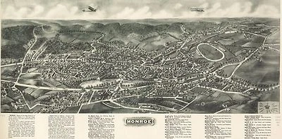 1923 BIRD'S EYE VIEW OF MONROE, SULLIVAN COUNTY, NEW YORK COPY POSTER MAP - Image 1 of 2