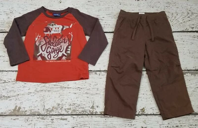 NAARTJIE 3 4 Niños Naranja Marrón Esqueleto Garganta Manga Larga Camiseta y Pantalones  Foto 1 de 4