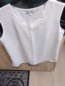 schöne edle Crepeblusen Shirt in weiß Gr. 44 von Melanie neu - Bild 1 von 3
