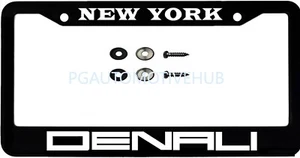 License Plate Frame Black Stainless Steel Vinyl Lettering For Denali New York - Picture 1 of 3