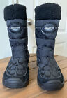 ?Coach? Women?s Sonya Monogram Canvas Suede Trim Winter Boots Black Size 7B- EUC