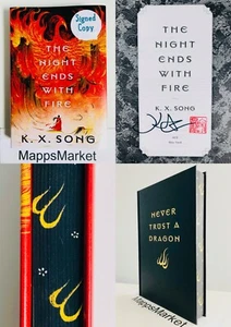 SIGNED The Night Ends with Fire by K. X. Song 1/1 HC Stenciled Edges ~ STAMPED - Picture 1 of 16
