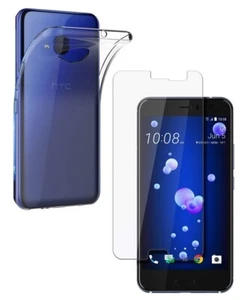 For HTC U11 CLEAR CASE + TEMPERED GLASS SCREEN PROTECTOR SHOCKPROOF COVER U 11 - Picture 1 of 12