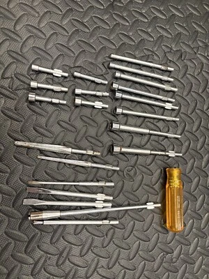 Assorted  Xcelite stndrd nut drivers 12 drivers + handle  99-1 size assortment - Image 1 of 4