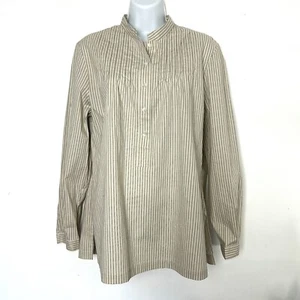 SPORTSCRAFT shirt women’s sz 14 striped beige classic chic peasant boho business - Picture 1 of 9