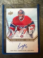 2008-09 UPPER DECK MONTREAL CANADIENS CENTENNIAL HABS CAREY PRICE AUTO HABS-CP