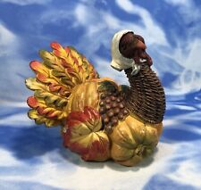 Resin Thanksgiving Harvest Pilgrim Turkey Figurine Cornucopia Pumpkins RGUC