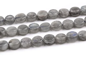 Cuentas planas de botón redondo grado A de labradorita gris 6x4 mm cuentas sueltas naturales - Imagen 1 de 4