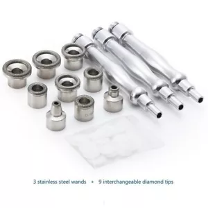 9 Tips 3 Wands Diamond Microdermabrasion Tips Diamond Wands Cotton Filter Tools - Picture 1 of 11