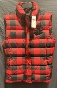 Polo Ralph Lauren Down Filled Quilted Buffalo Check Vest Rhinestone Sz 12 $345 - Picture 1 of 4