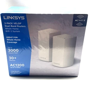 LINKSYS AC1200 2 Pack VELOP VLP0102-NP Whole Home Mesh Wireless System Wi-Fi - Picture 1 of 8