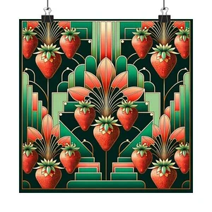 NUOVO poster quadrato opaco parete art deco Sunburst fragola opulenza ricchezza ricco - Foto 1 di 17