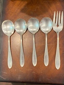 Oneida Community Par Plate ARDSLEY Silverplate 1921 Lot/5 pcs, Soup Spoon, Fork - Picture 1 of 16