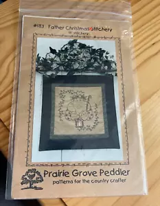 Primitive Stitchery Pattern Father Christmas Stitchery by Prairie Grove Peddler - Picture 1 of 4