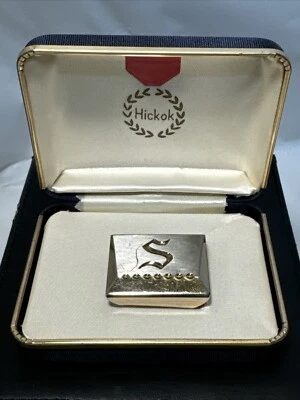 Hebilla de cinturón Hickok Master Plate vintage con monograma S CAJA ORIGINAL Foto 1 de 4