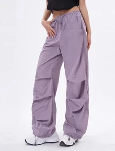 Pantaloni donna larghi gamba larga felpa streetwear moda joggers pantaloni cargo - Foto 1 di 26