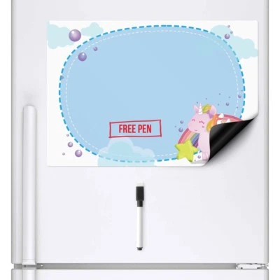 Magnetic Fridge Memo Board Unicorn Kids Acrylic Whiteboard Childrens Planner UK - Image 1 of 4