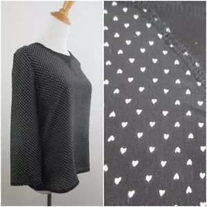 MADEWELL schwarz weiß Mini Herz Print 100 % Seide vorne Shirt Damen Größe Small - Bild 1 von 8