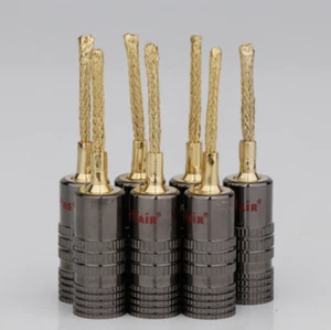 8/12P)CS 2MM Copper Banana Plugs Gold Plated Braided Speaker Cables Connectors - Picture 1 of 5
