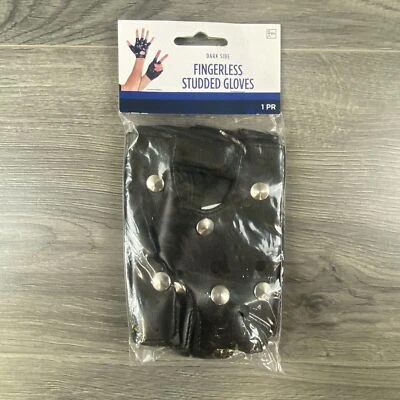 Dark Side Fingerless Studded Gloves Halloween Cosplay Costume Dress Up - Image 1 of 4