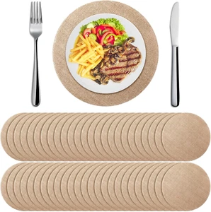 100 Pieces Fall Burlap Placemats, Burlap round Reusable Placemats Brown Table Ma - Picture 1 of 7