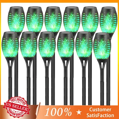 Waterproof 12 LED Solar Power Torch Light Flickering Flame Garden Yard Lawn Lamp - Image 1 of 4