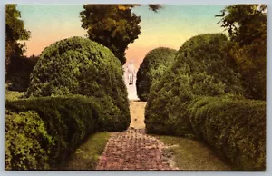 1910er handkolorierte Statue Garten James Monroe Ash Lawn VA Albertype Postkarte D30 - Bild 1 von 2