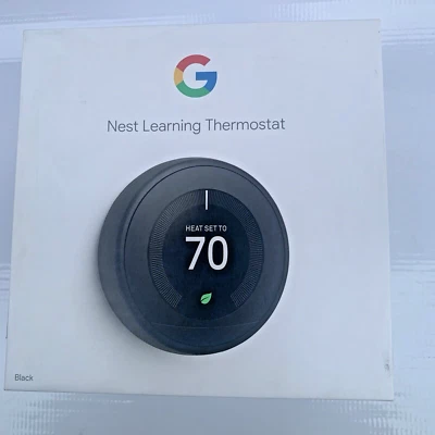 Google Nest Learning Programmable Thermostat Black T3016US - Image 1 of 4