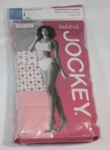 New 3 PK JOCKEY 100% combed cotton FRENCH CUTS BREATHABLE comfort DOTS GRAY PINK - Picture 1 of 3