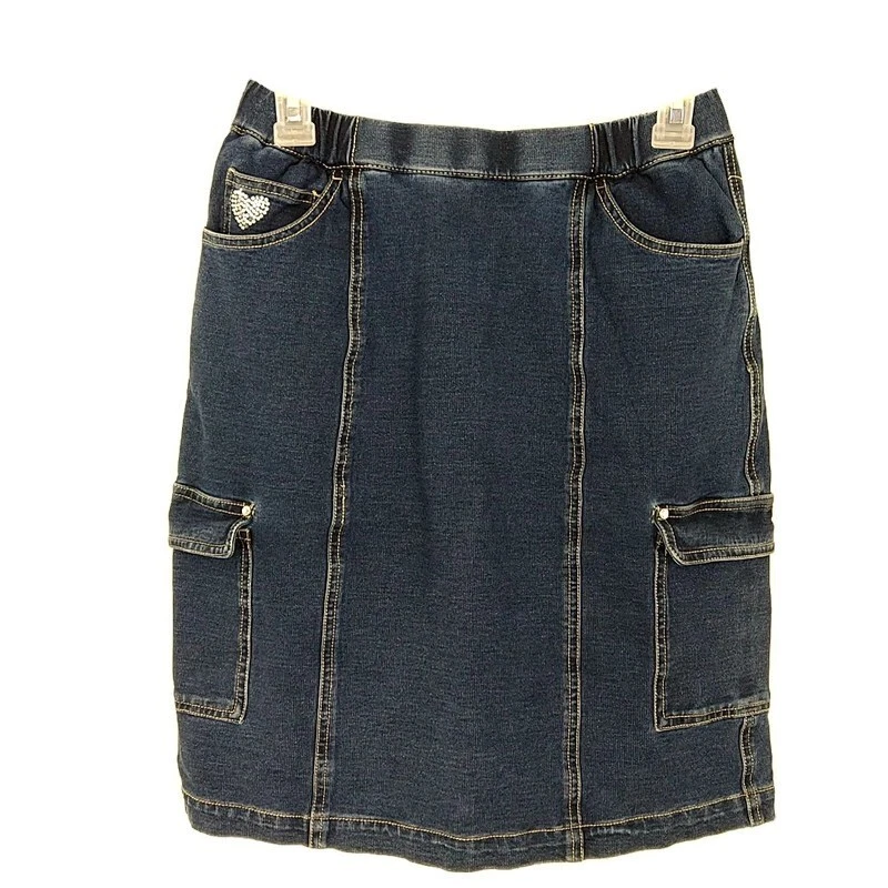 Dream Jeanies Quacker 工厂女式 XS 铅笔裙深洗口袋 — 第 1/4 张图片