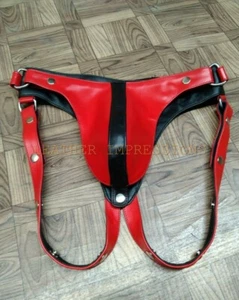 Mens Real Leather Jockstrap Pouch Adult Underwear Gay Briefs Thong Jock Strap - Picture 1 of 4
