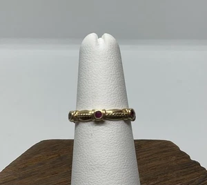 Anillo Rubí Oro Amarillo 14k Firmado JJM Talla 5.25 Pequeño Diseño Cuerda Pila 2.7 Grm - Imagen 1 de 5