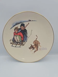 Vintage Norman Rockwell Collector's Plate Winter Downhill Daring 1972 In Box. - Bild 1 von 3