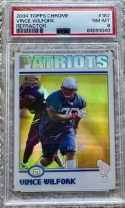 2004 TOPPS CHROME REFRACTOR VINCE WILFORK RC PSA 8 LOW POP - Picture 1 of 2