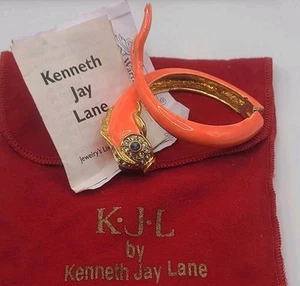 Vintage KJL Bracelet Koi Fish Clamper Orange Fish RARE Size 6.5 - Picture 1 of 13