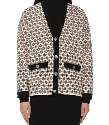 Maje Monasty Graphic Print Woven Cardigan Size 1/S - Image 1 of 4