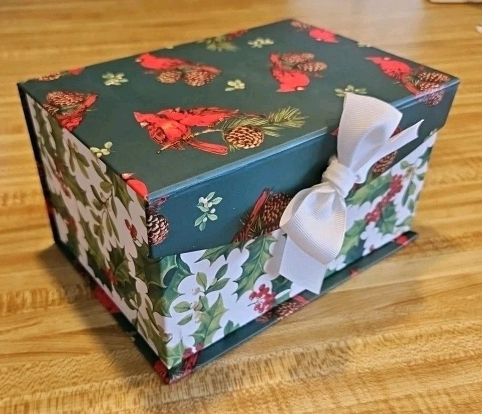Шикарная коробка для хранения тема рождественского праздника кардинала с акцентом на бант - Изображение 1 из 4