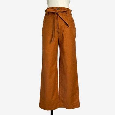 Jcrew Factory NUEVO CON ETIQUETAS Cropped sarga bolsa de papel pantalón cobre óxido lazo cinturón preppy otoño 2 Foto 1 de 4