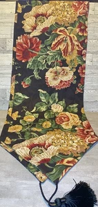 Luxurious Floral Tapestry Table Runner with Tassels Rich Jewel Tones - Picture 1 of 3