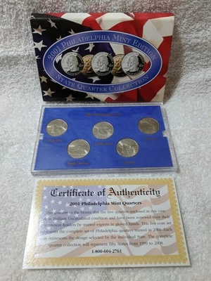 2001 P Philadelphia Mint Edition State Quarter Set #2 NY NC RI VT KY W/ COA - Image 1 of 2