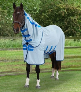 Premier Equine Bug Buster Fliegendecke mit abnehmbarem Hals und Bauchklappe blau 7 Fuß 3 - Bild 1 von 6
