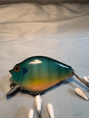 Vintage Early Wood Heddon Punkinseed #740 Gold Eyes Bluegill Pattern UFISHED WOW - Image 1 of 4