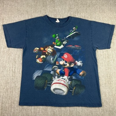 Nintendo Mario Kart DS Video Game Promo T Shirt Boys Kid Medium Blue Graphic Tee - Image 1 of 4