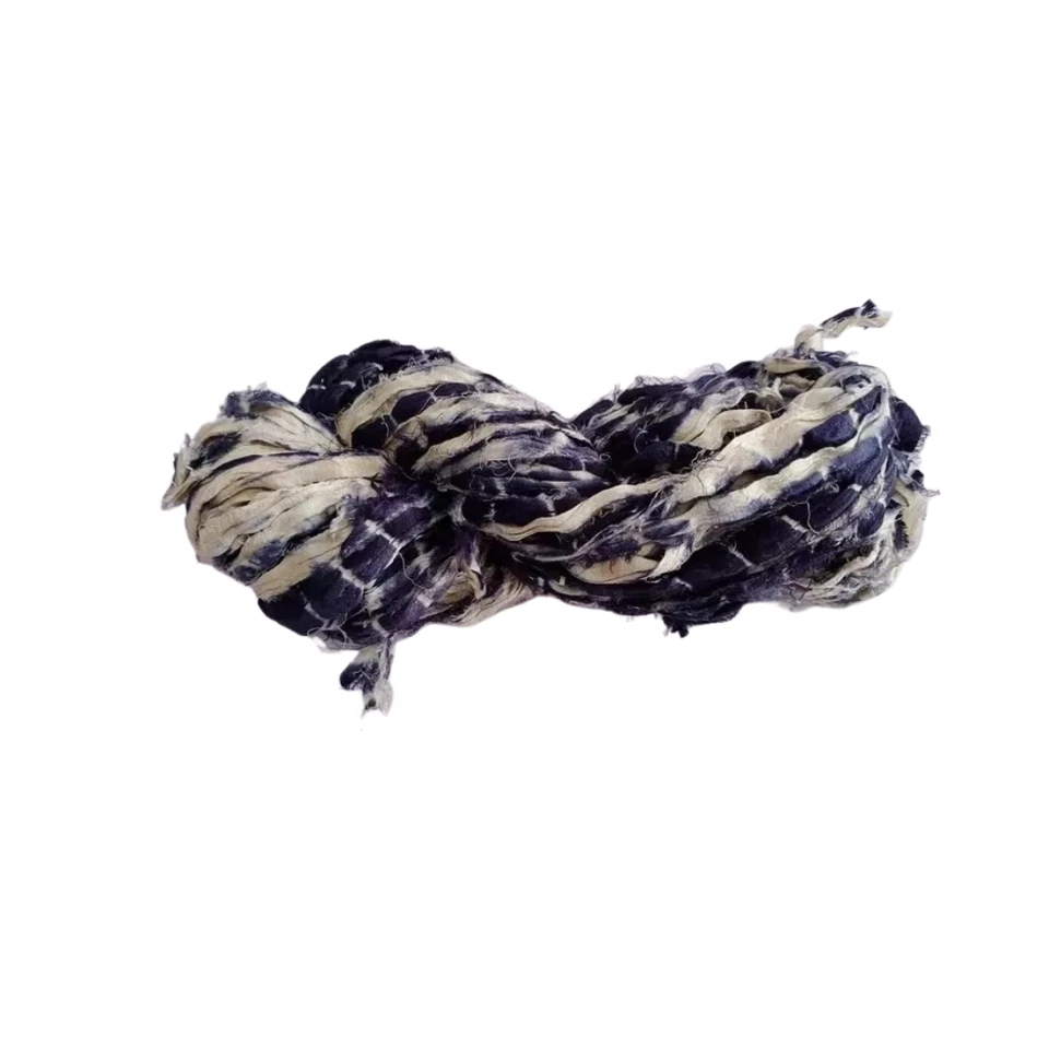 Sari Silk Ribbon black and white - SHIBORI dye marble effect - Silk Strips - Image 1 of 4