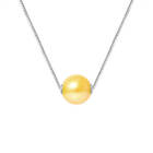 Collier Simple Perle de Culture 9-10 mm Chaîne et Viroles en Argent - 9 Coloris