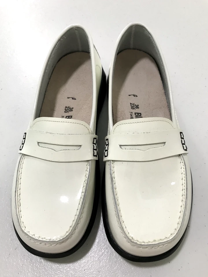 birkenstock Saitama White Patent Leather Penny Loafer Shoes Women Size 36 NARROW - Image 1 of 4
